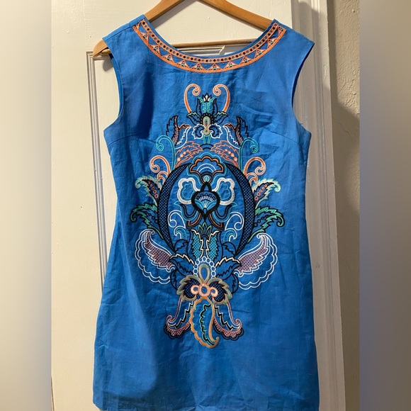 Flying Tomato Dresses & Skirts - Flying tomato cotton and linen blue Aztec dress